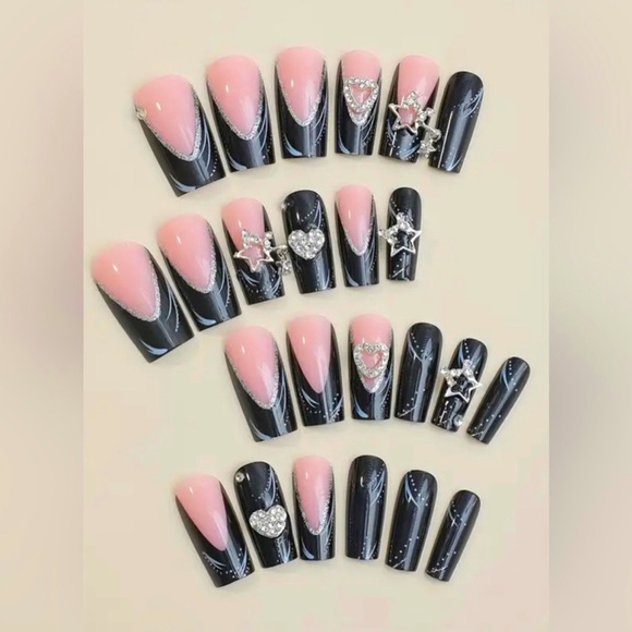 BG Beauty Accessories - (Bundle 3 items) $6 Square shape with HEARTS Rhinestone Decor Glitter co…